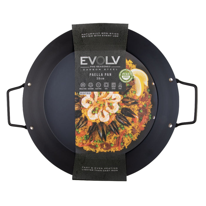 Evolv Pre-Seasoned Carbon Steel Paella Pan 38cm | Online Kitchen Shop