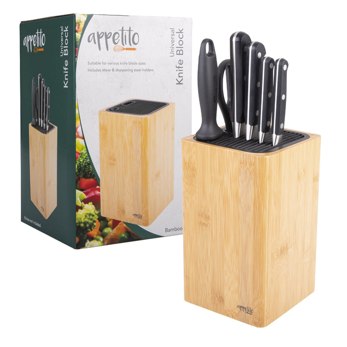 Appetito Square Universal Knife Block - Bamboo