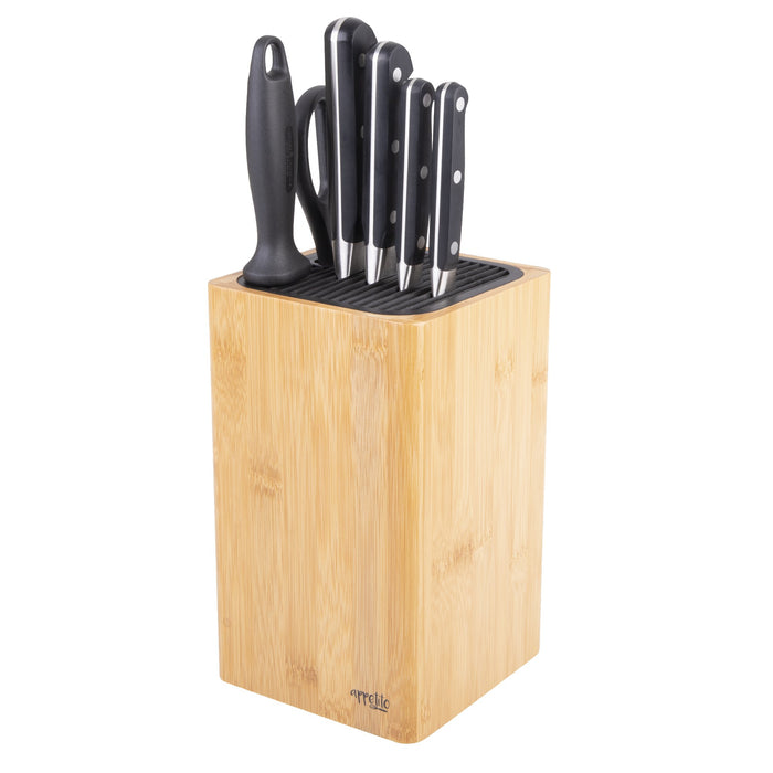 Appetito Square Universal Knife Block - Bamboo
