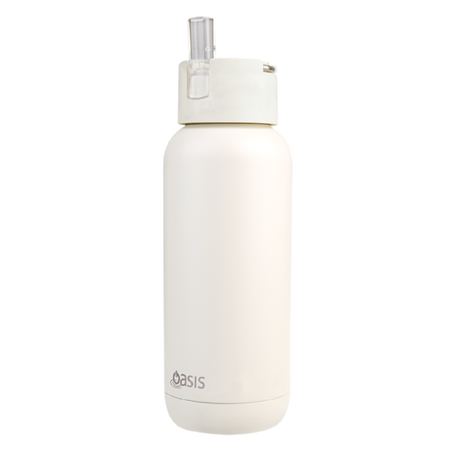 Oasis 'Moda' Ceramic Lined S/S Triple Wall Insulated Drink Bottle 1Lt - Alabaster - Kitchen Antics