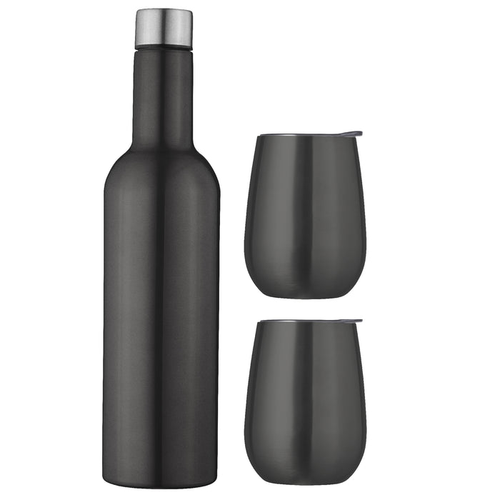 Avanti Double Wall Insulated Wine Traveller Set - Gunmetal