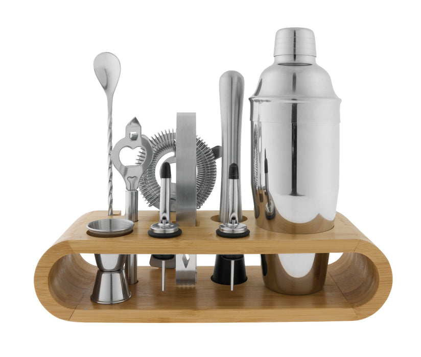 AVANTI BAR SET W/ BAMBOO STAND 10 PIECE