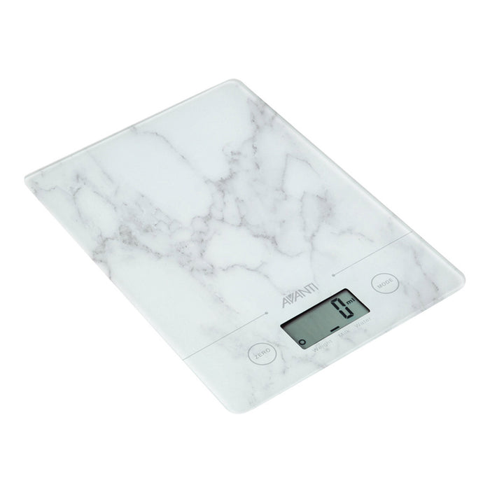 Avanti Compact Kitchen Scale - White Marble Print