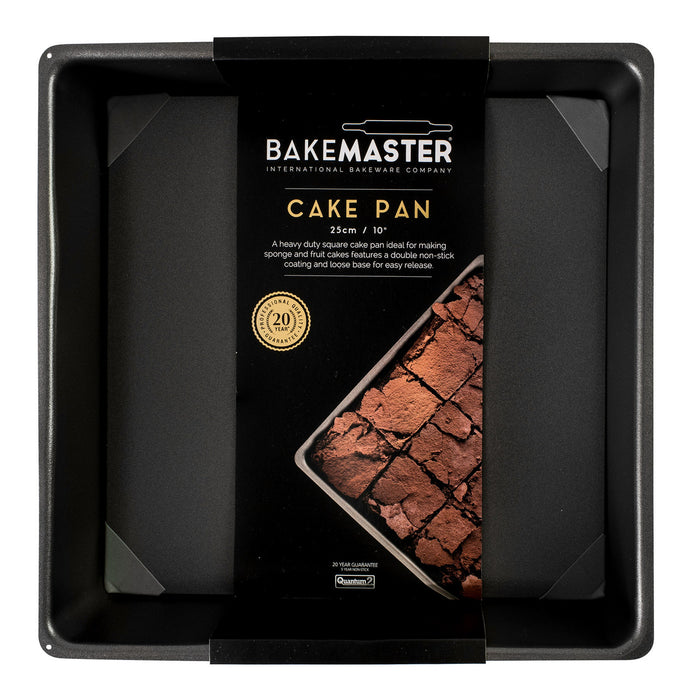 Bakemaster Loose Base Square Cake Pan 25x8cm - Non Stick