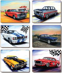 Cinnamon 'Muscle Cars' Coasters Set of 6