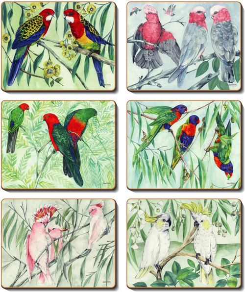 Cinnamon 'Australian Parrots' Placemats Set of 6