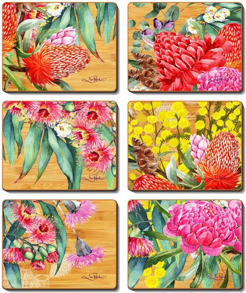 Cinnamon 'Native Flowers' Placemats Set of 6