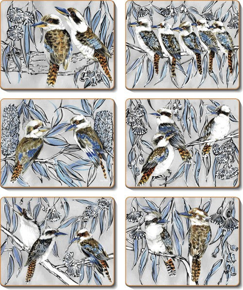 Cinnamon 'Kookaburra Laugh' Coasters Set of 6