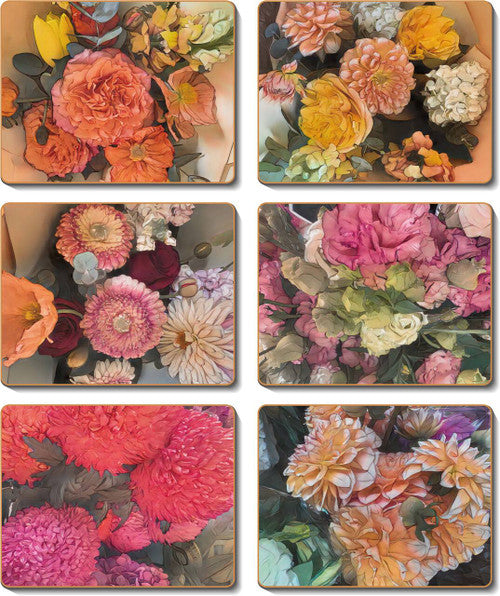 Cinnamon 'Flower Market' Coasters Set of 6