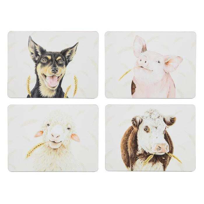 Ashdene Farmyard Faces Coaster 4pk - Assorted