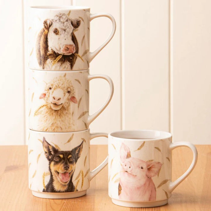 Ashdene Farmyard Faces '2' Stackable 4 Mugs