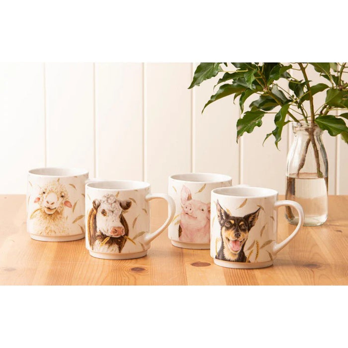 Ashdene Farmyard Faces '2' Stackable 4 Mugs