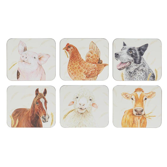 Ashdene Farmyard Faces '2' Coasters 6pk