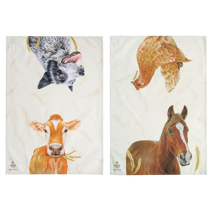 Ashdene Farmyard Faces '2' Kitchen Towel 2pk