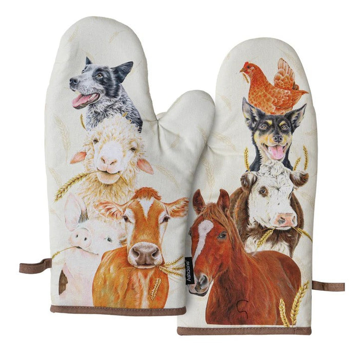 Ashdene Farmyard Faces '2' Oven Mitt 2pk