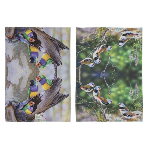 Ashdene Small Birds Kitchen Towel 2pk - Finch