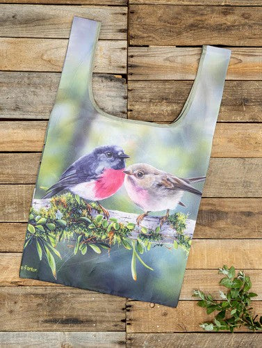 Ashdene Small Birds Shopping Bag - Pink Robin
