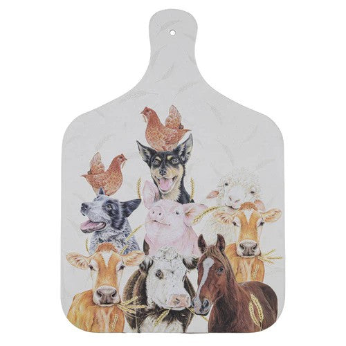 Ashdene Farmyard Faces Serving Board