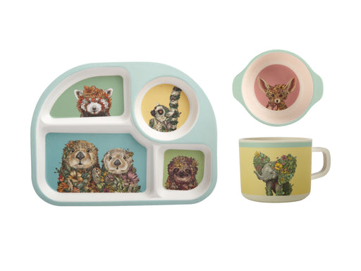MW Marini Ferlazzo Wild Planet Children's Bamboo 3pc Dinner Set Gift Boxed