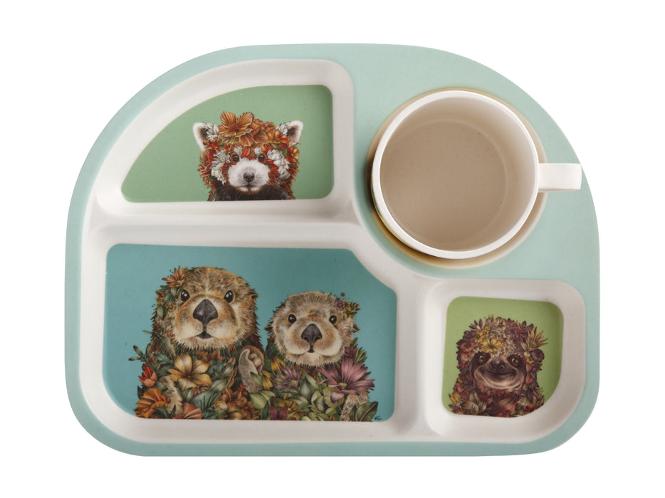 MW Marini Ferlazzo Wild Planet Children's Bamboo 3pc Dinner Set Gift Boxed
