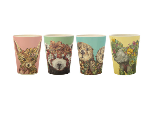 MW Marini Ferlazzo Wild Planet Bamboo Tumbler 275ML Set of 4 Assorted