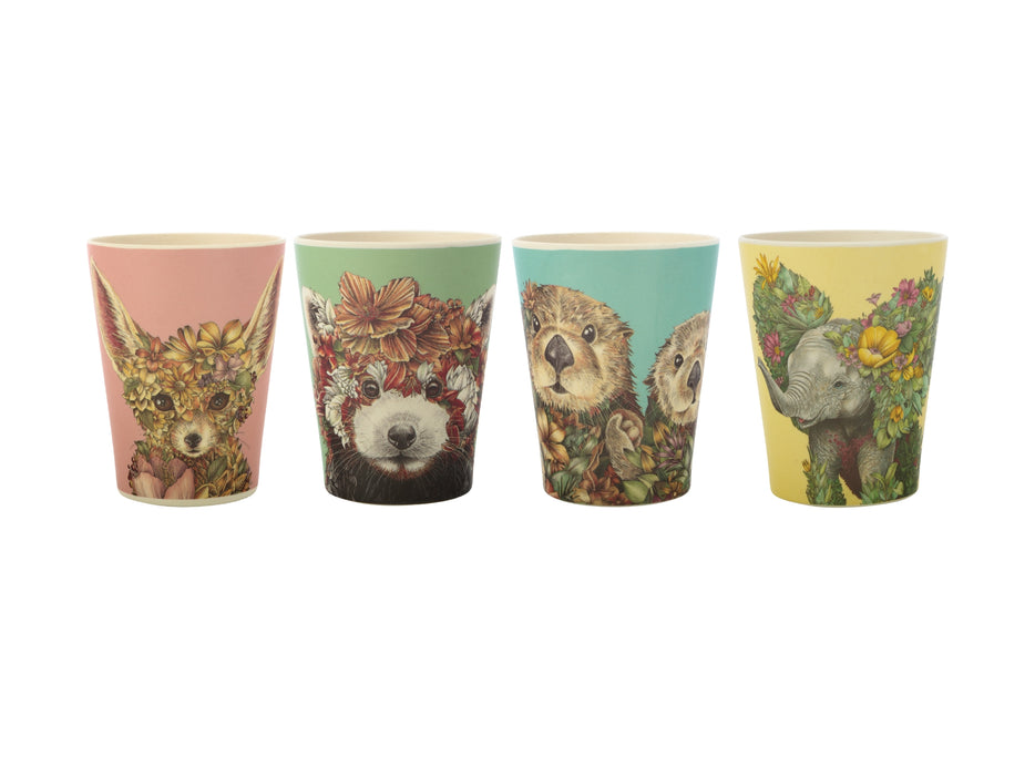 MW Marini Ferlazzo Wild Planet Bamboo Tumbler 275ML Set of 4 Assorted