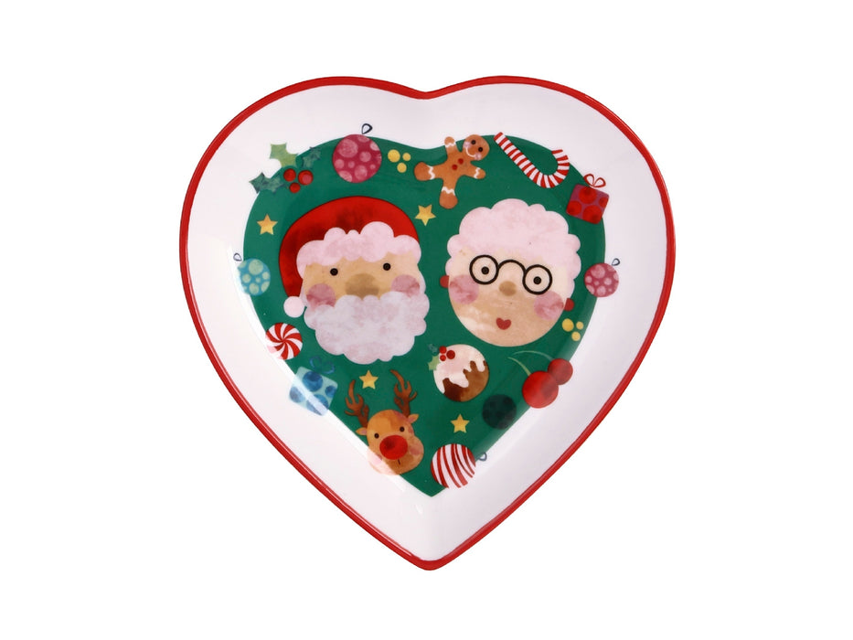 MW Kasey Rainbow Sparkly Season Heart Dish 14cm Dark Green Gift Boxed
