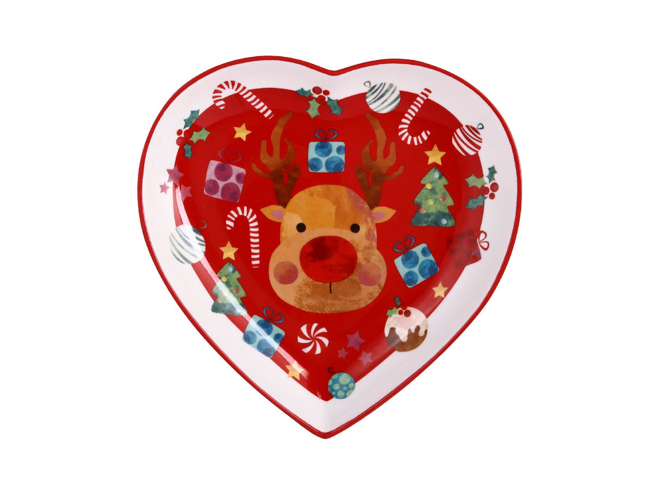 MW Kasey Rainbow Sparkly Season Heart Dish 20cm Red Gift Boxed