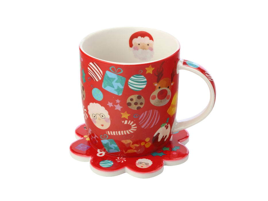 MW Kasey Rainbow Sparkly Season Mug 350ML & Coaster Set Red Gift Boxed