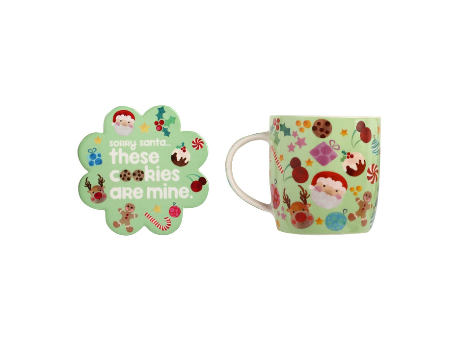 MW Kasey Rainbow Sparkly Season Mug 350ML & Coaster Set Light Green Gift Boxed