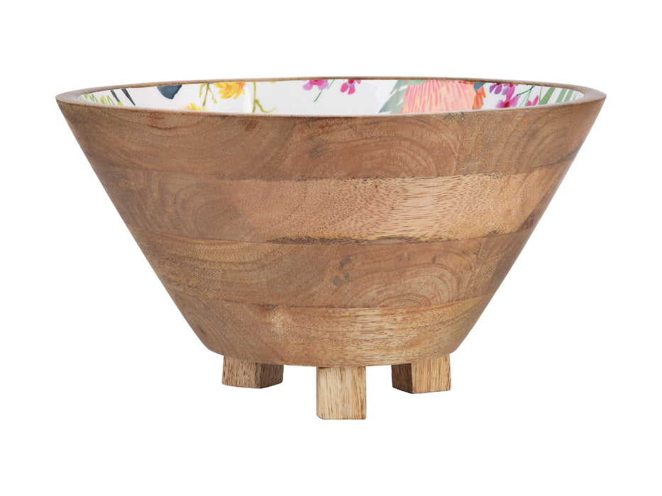 MW Royal Botanic Gardens Native Blooms Footed Bowl Wood Enamel 24x13.5cm