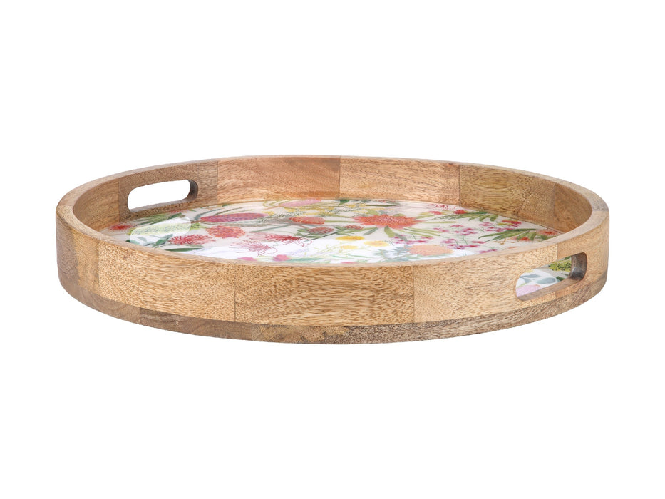 MW Royal Botanic Gardens Native Blooms Round Serving Tray Wood Enamel 40x5cm