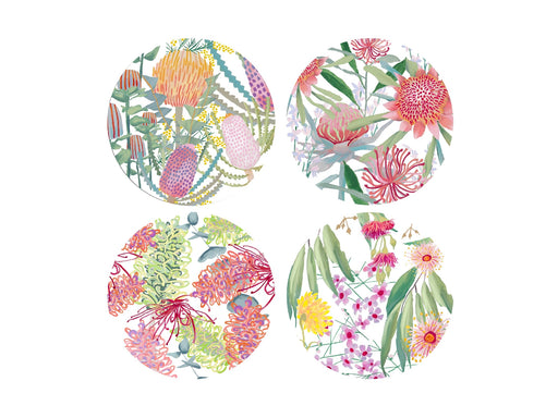MW Royal Botanic Gardens Native Blooms Ceramic Coaster 10.5cm Set of 4 Gift Boxed