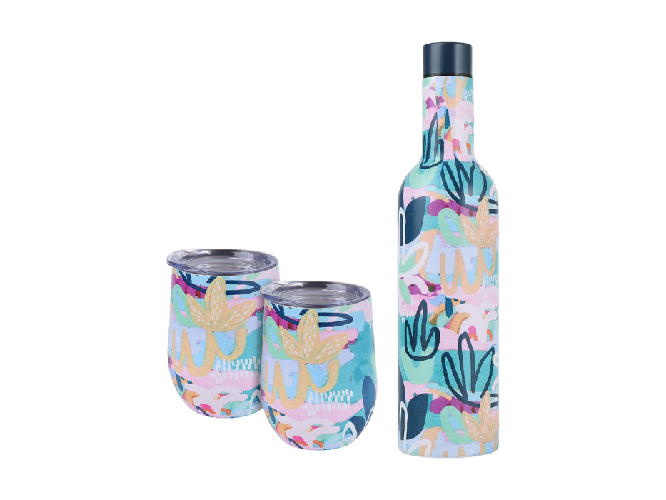 MW Rach Jackson Rock Garden Double Wall Insulated Wine Set 3pc Gift Boxed