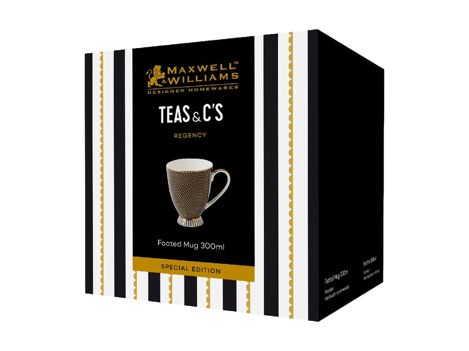 MW Teas & C's Regency Footed Mug 300ML Black Gift Boxed - Kitchen Antics
