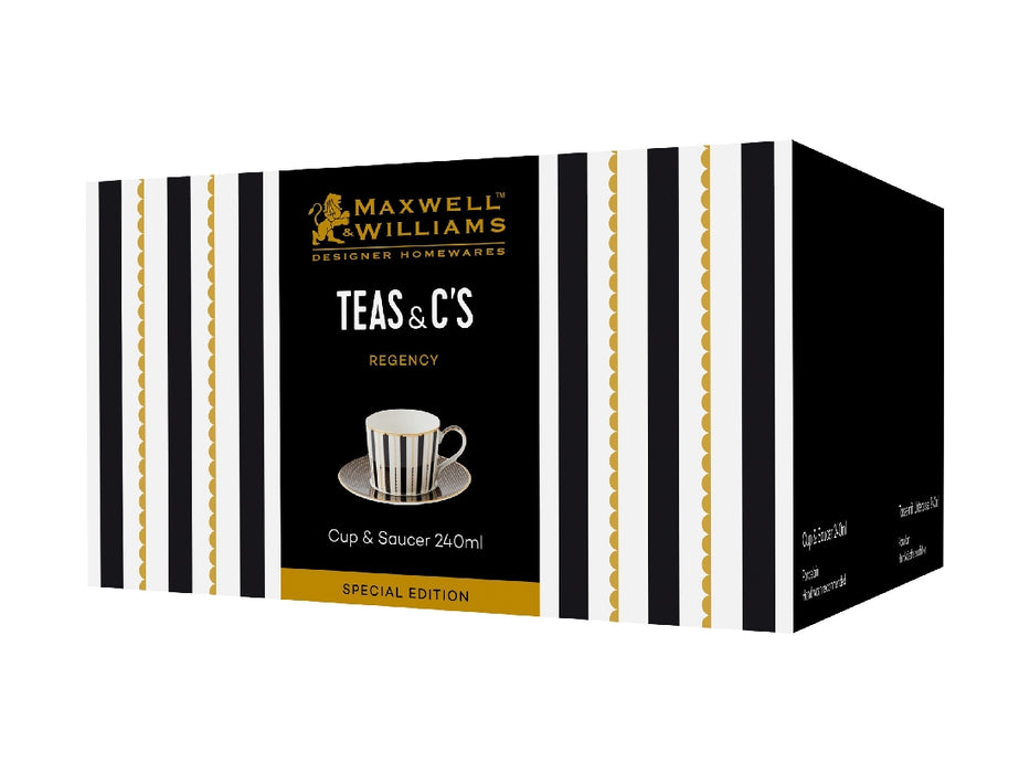 MW Teas & C's Regency Cup & Saucer 240ML Black Gift Boxed - Kitchen Antics