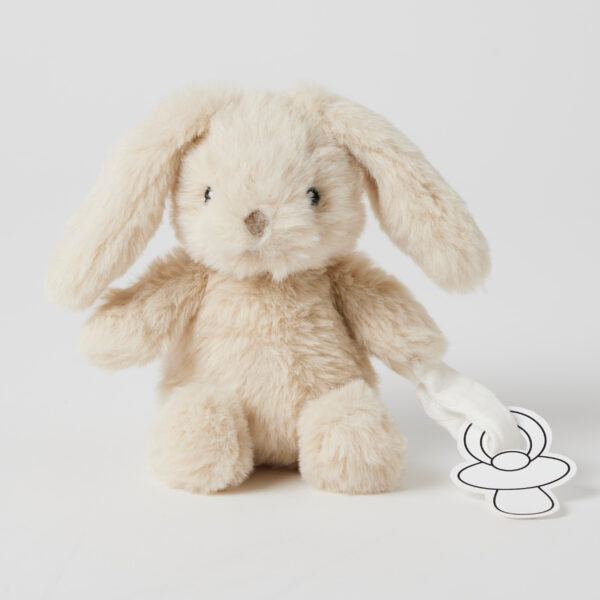 Jiggle & Giggle Bunny w Dummy Clip- Beige