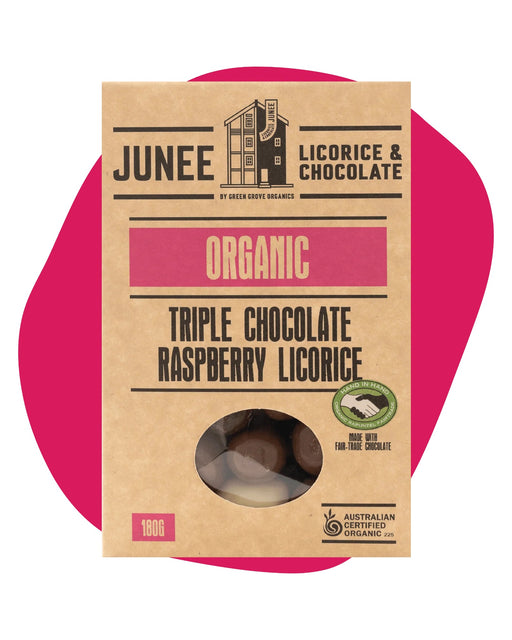 Junee Licorice & Chocolate: Triple Chocolate Raspberry Licorice 180g