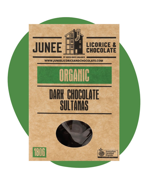 Junee Licorice & Chocolate: Dark Chocolate Sultanas 180g