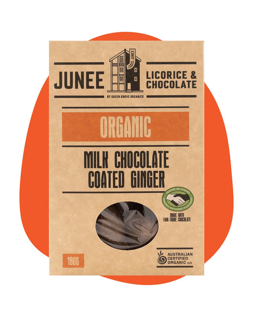 Junee Licorice & Chocolate: Milk Chocolate Ginger 180g