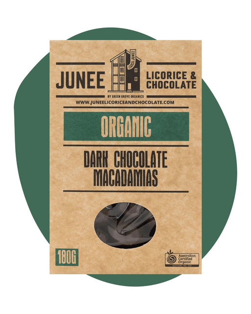 Junee Licorice & Chocolate: Dark Chocolate Macadamias 180g