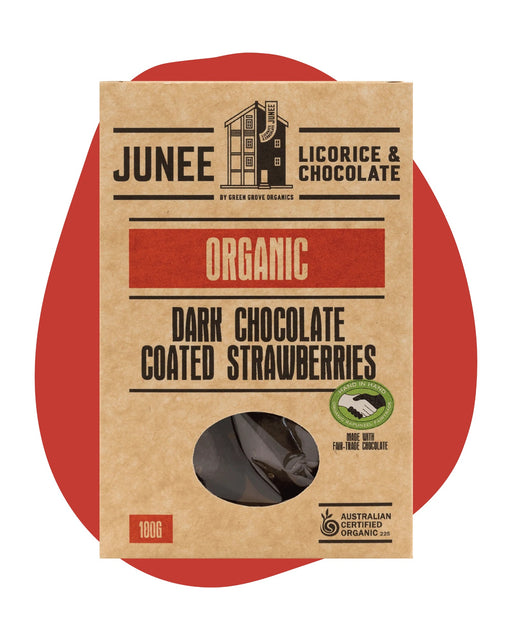 Junee Licorice & Chocolate: Dark Chocolate Strawberries 100g