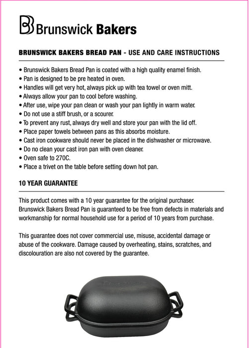 Brunswick Bakers Pre-seasoned Cast Iron Bread Baking Pan