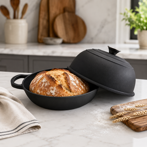 Brunswick Baker Pre-seasoned cast iron bread pan with dome lid 26cm