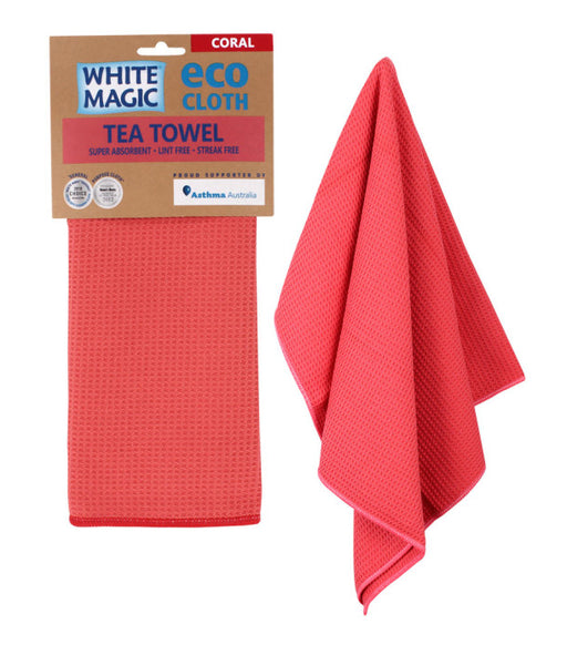 White Magic Tea Towel Eco Cloth - Coral