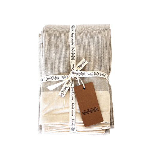 Raine & Humble Cotton Herringbone Table Cloth - Taupe