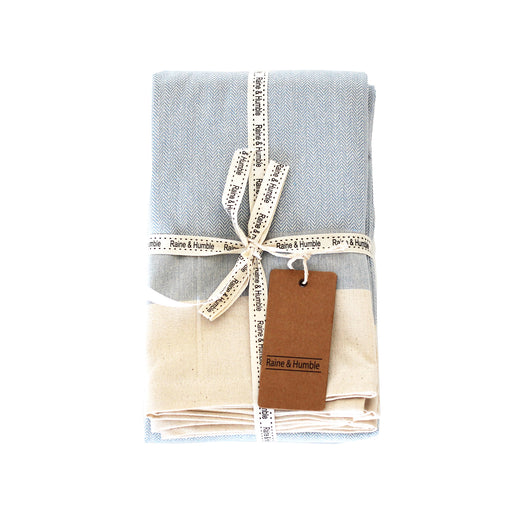 Raine & Humble Cotton Herringbone Tablecloth - Light Blue