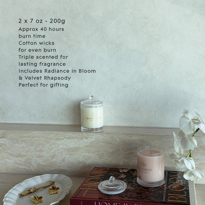 Glasshouse Candle Duo Set - Radiance in Bloom & Velvet Rhapsody