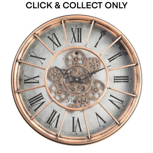 Cog Wall Clock French Basset 47cm - Copper - Kitchen Antics