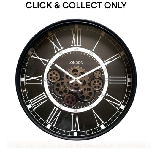 Cog Wall Clock Classic London 54cm - Black - Kitchen Antics